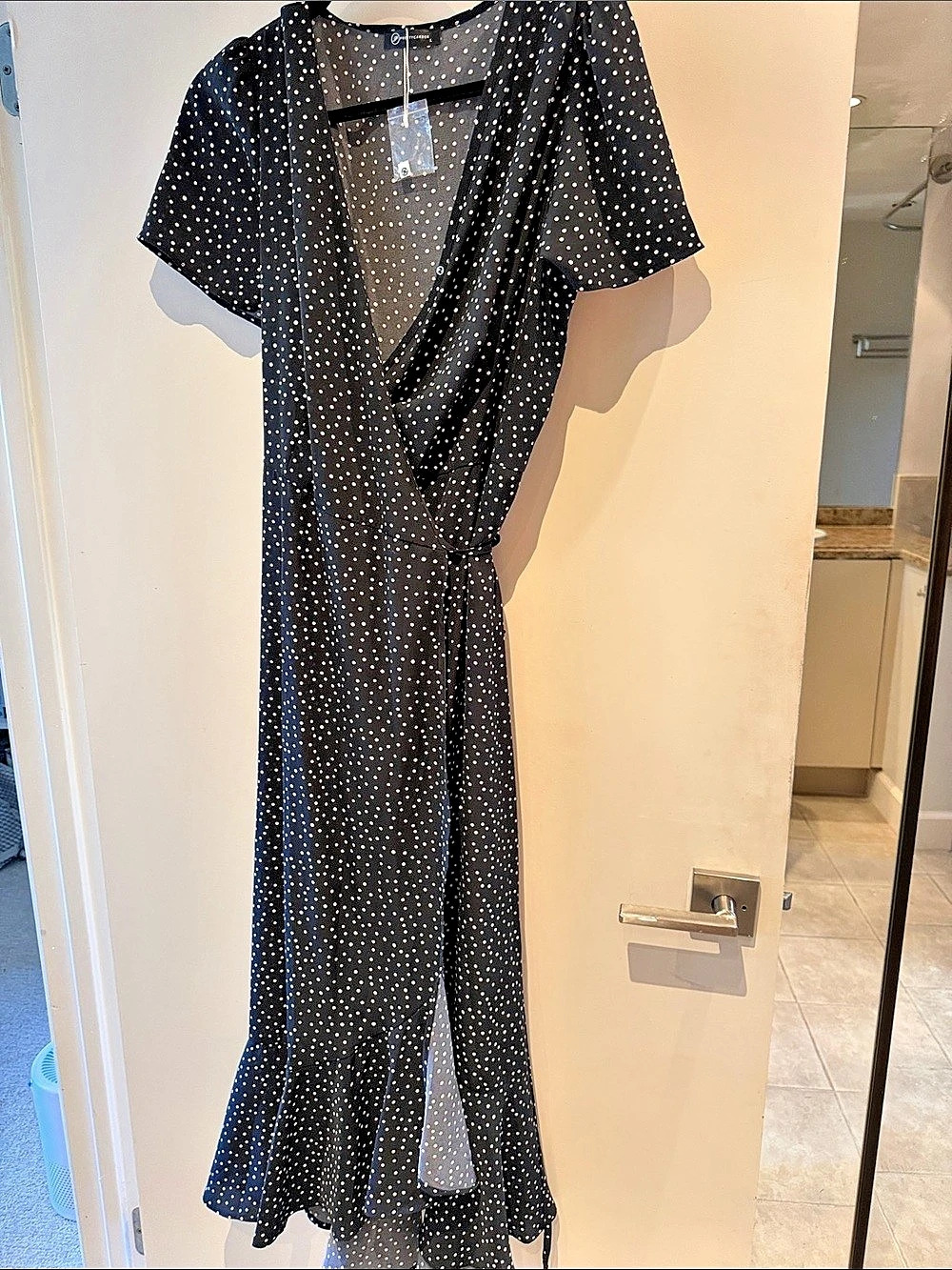 PrettyGarden Polka Dot Wrap Maxi Dress Size Large , like new